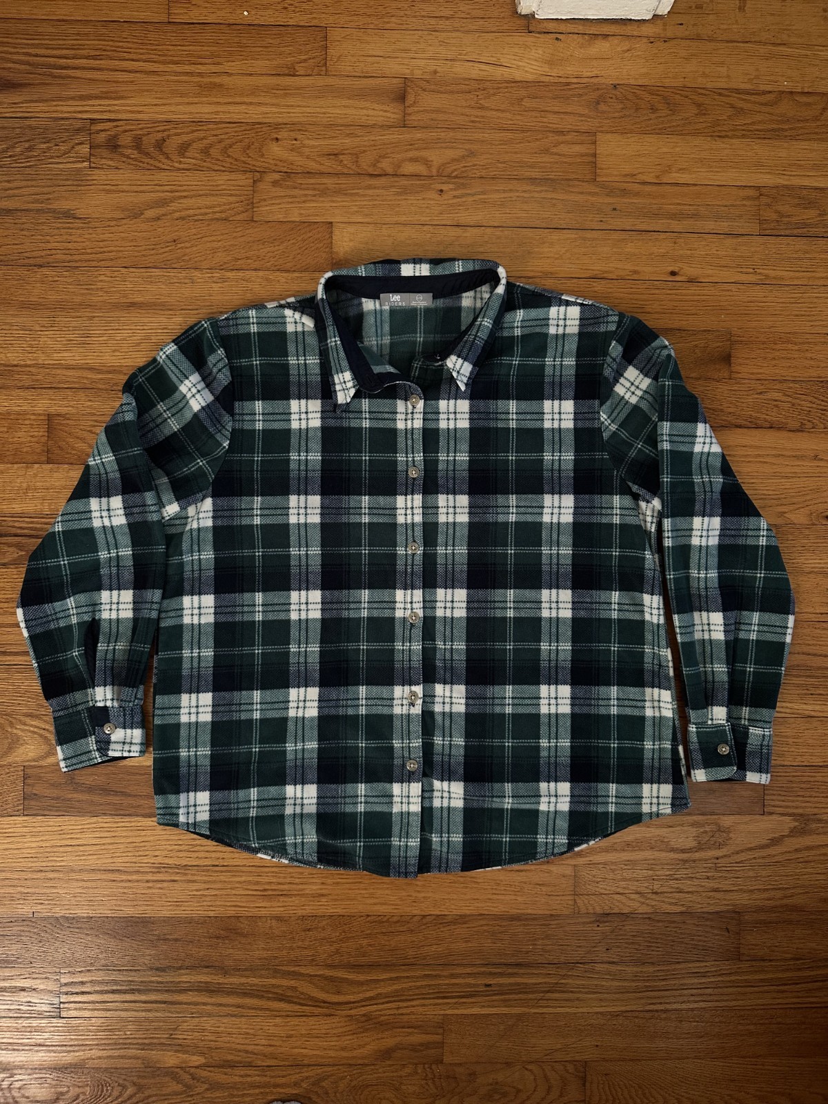 Lee Riders Men's Button Up Fleece Warm Outdoor Workwear Flannel Green X-Large thumbnail 13