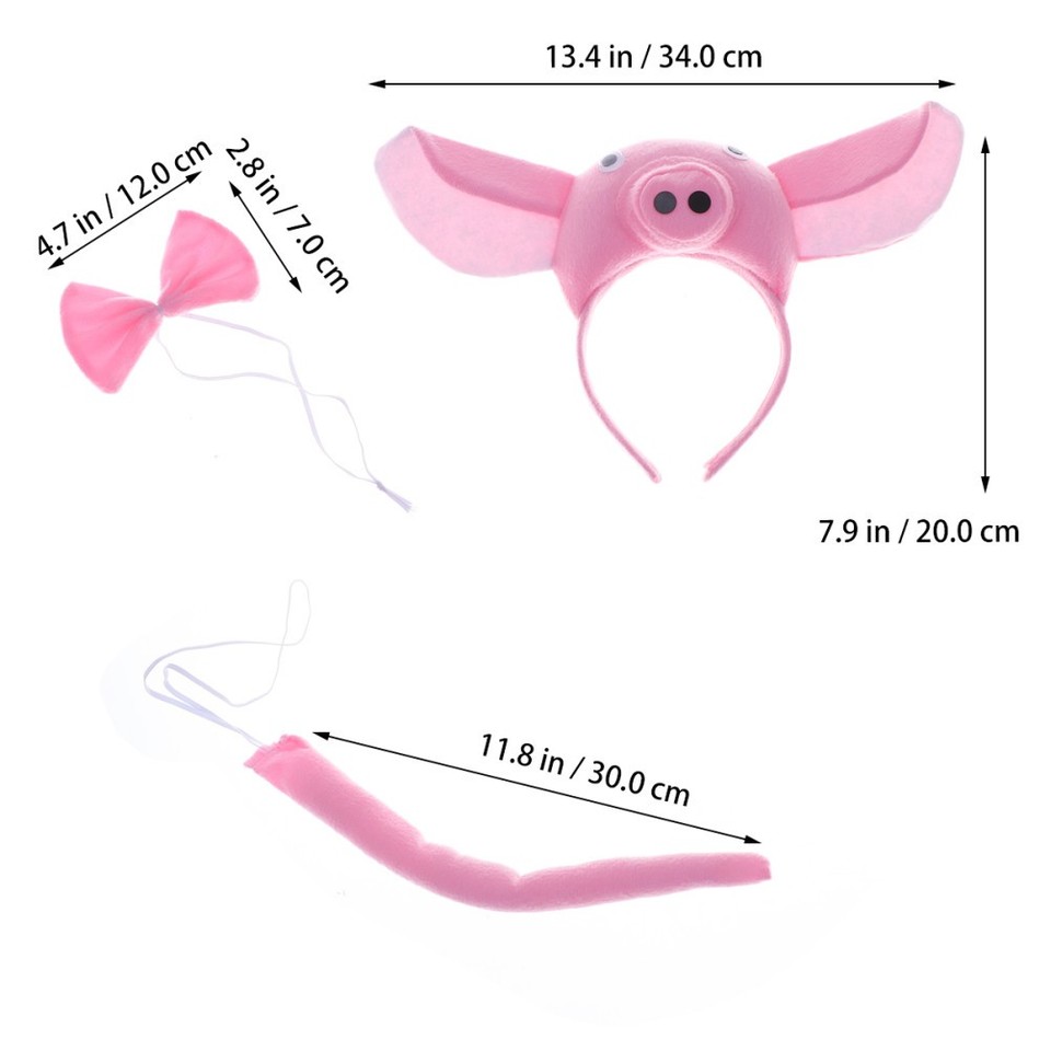 Reusable Pink Pig Headband Set Comfortable Costume Accessory for All ...