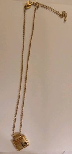 VINTAGE LIA SOPHIA "GOLDEN TICKET" NECKLACE - MATTE GOLDTONE - 2010