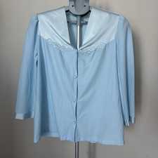 Vintage Vanity Fair Sleep Top Long Sleeve Blue Women’s M USA 80s Nightwear
