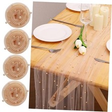 4pcs Pearl Table Runner Spring Summer Rustic Boho 10ft 10ft x 4pack Champagne1