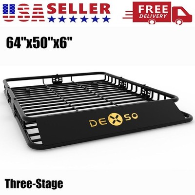 64'' x 50'' Extendable Roof Rack Cargo Carrier Basket Top Luggage Holder SUV Truck