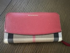 Burberry Red Check Zip-Around Women's Wallet with Logo, Zipper and Card Slots