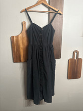 Urban Outfitters Black Emilia Corduroy Sleeveless Button Down Midi Dress Size XS