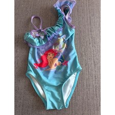 Disney Ariel The Little Mermaid Swimsuit Girls Size 4 Blue Ruffle
