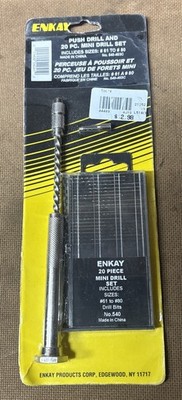 ENKAY Push Drill And 20 Pc. Mini Drill Set Electronic Jewelry Hobbyist Tool