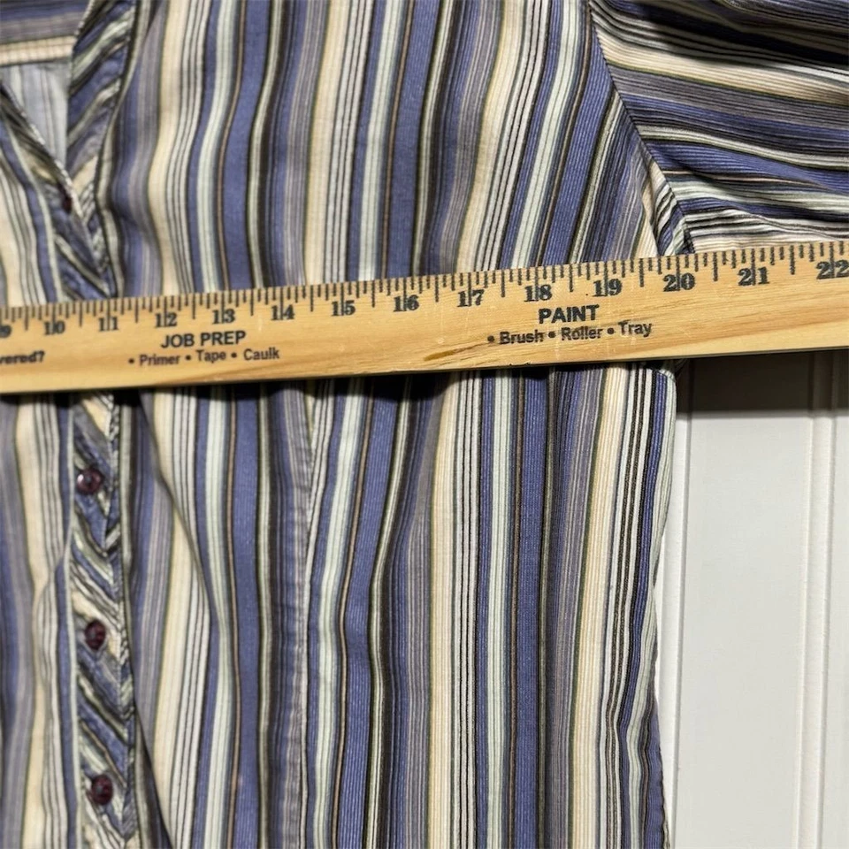 Camisa para mujer Moda Bug Vintage Multicolor Rayas Abotonada L 100 % Algodón Foto 3 de 4