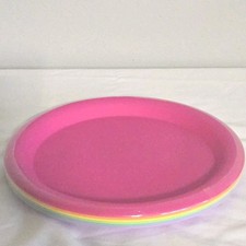 Summer Spring Multicolor Plastic PAPER PLATES Set of 4 Party New