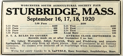 #ad #ad 1920 Worcester Norther Agricultural Fair Advertisement Horse Race Sturbridge E4A $15.99