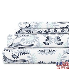 Luxury Microfiber 4PC Bed Sheet Set Deep Pocket Soft Wrinkle Resistant Bedding