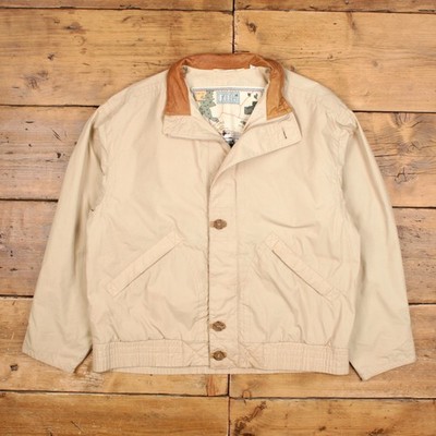 Vintage London Fog Bomberjacke L Herren 90er Beige Baumwolle Windbreaker