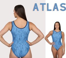 Plum Practicewear Gymnastics Leotard "Atlas" Blue Abstract Print Size CL