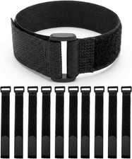 Hook and Loop Cable Straps 10 Pack 1 X 12 Inch Black Reusable Nylon