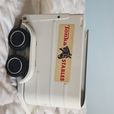 Tonka Pressed Steel Farm Toy Trailer White  Black Metal Stables Vehicle