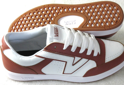 Vans Men's Lowland Cc 2 Tone Leather Auburn Brown White Skate Shoes Size 11 NIB