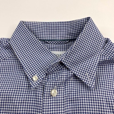 ETON SLIM M Medium 40 Mens Blue Check Button Front Long Sleeve Casual Shirt