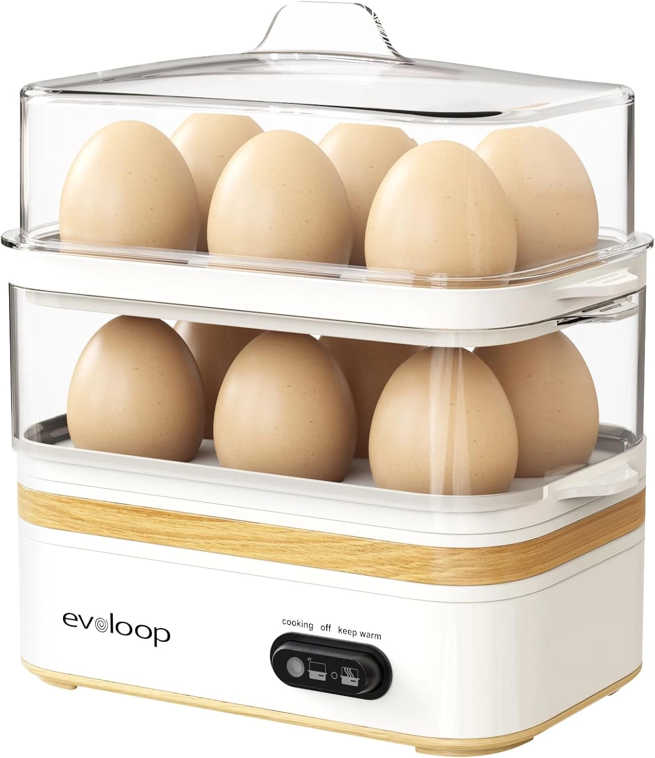 Evoloop Rapid Egg Cooker Electric 12 Eggs Capacity, Soft, Medium, Hard Boiled