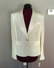 NWT Bloomingdales Women's Beautiful 100 Silk Lined Blazer Off White Size 6