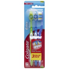 Colgate Extra Clean Full Head Toothbrush, 3 count Pack of 1 , Assorted