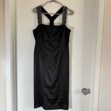 Evan Picone Evening Dress Women 10 Black Embroidered Straps Formal Fully Lined
