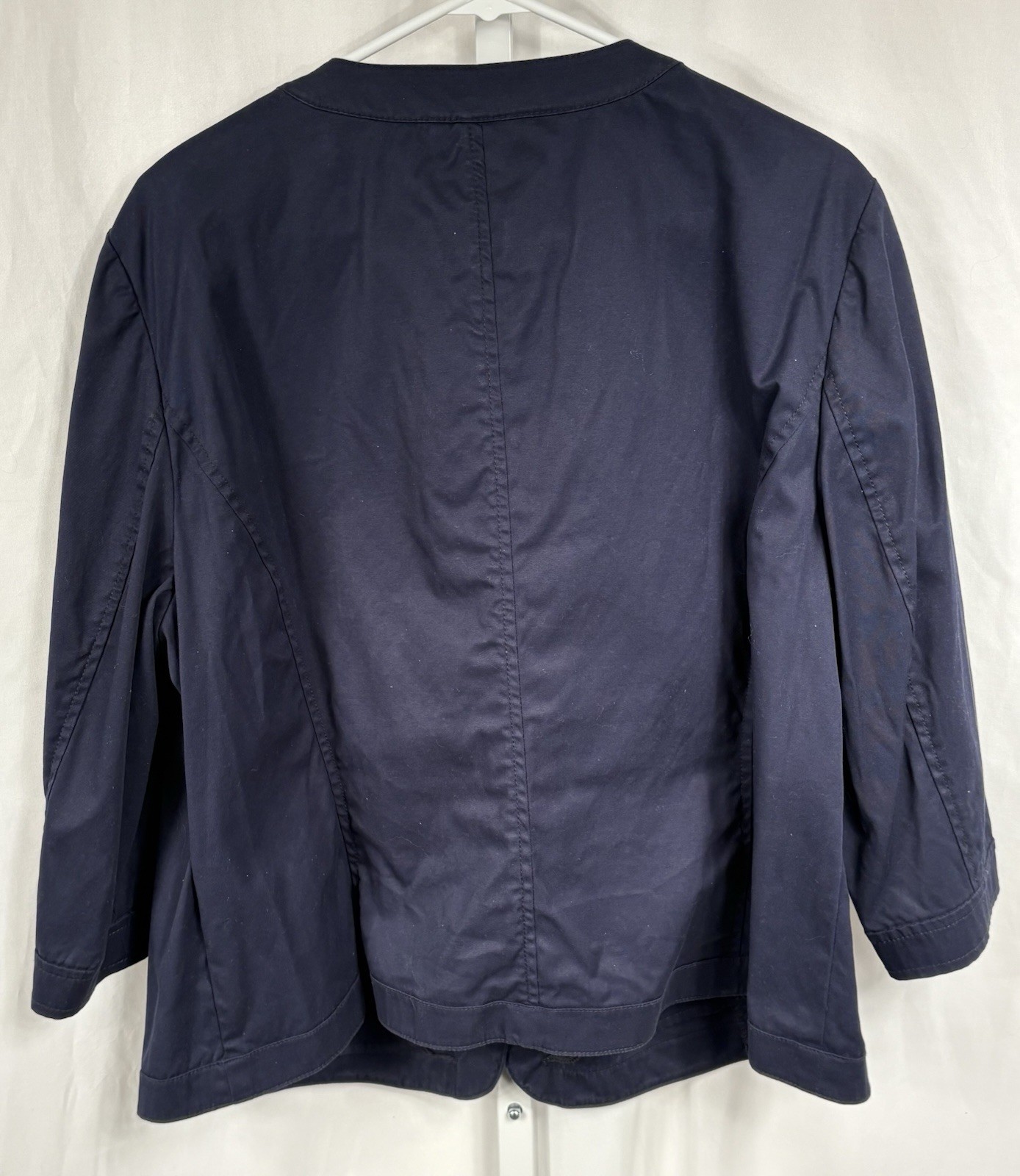 Talbots Blue Button Front Ruffled Round Neck 3/4 … - image 4