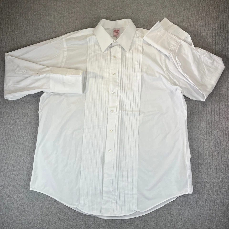 Camisa Esmoquin Brooks Brothers Blanca Plisada Hombres XXL Mangas Francesas Mangas Formales Foto 3 de 4