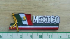 Mexico National Flag Embroidered Iron On/Sew On Cloth Patch 5x2"
