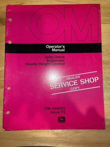 John Deere automatische Schneidwerkshöhenregelung Bedienanleitung OM-H88855 Ausgabe F5 - Bild 1 von 2