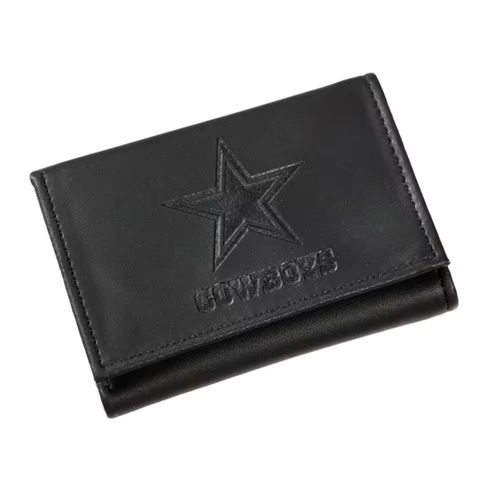 Wallet Tri Fold Weather Resistant Unisex Dallas Cowboys Durable Leather Black