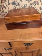 2-VINTAGE WOOD SILVERWARE BOXES/CHEST 