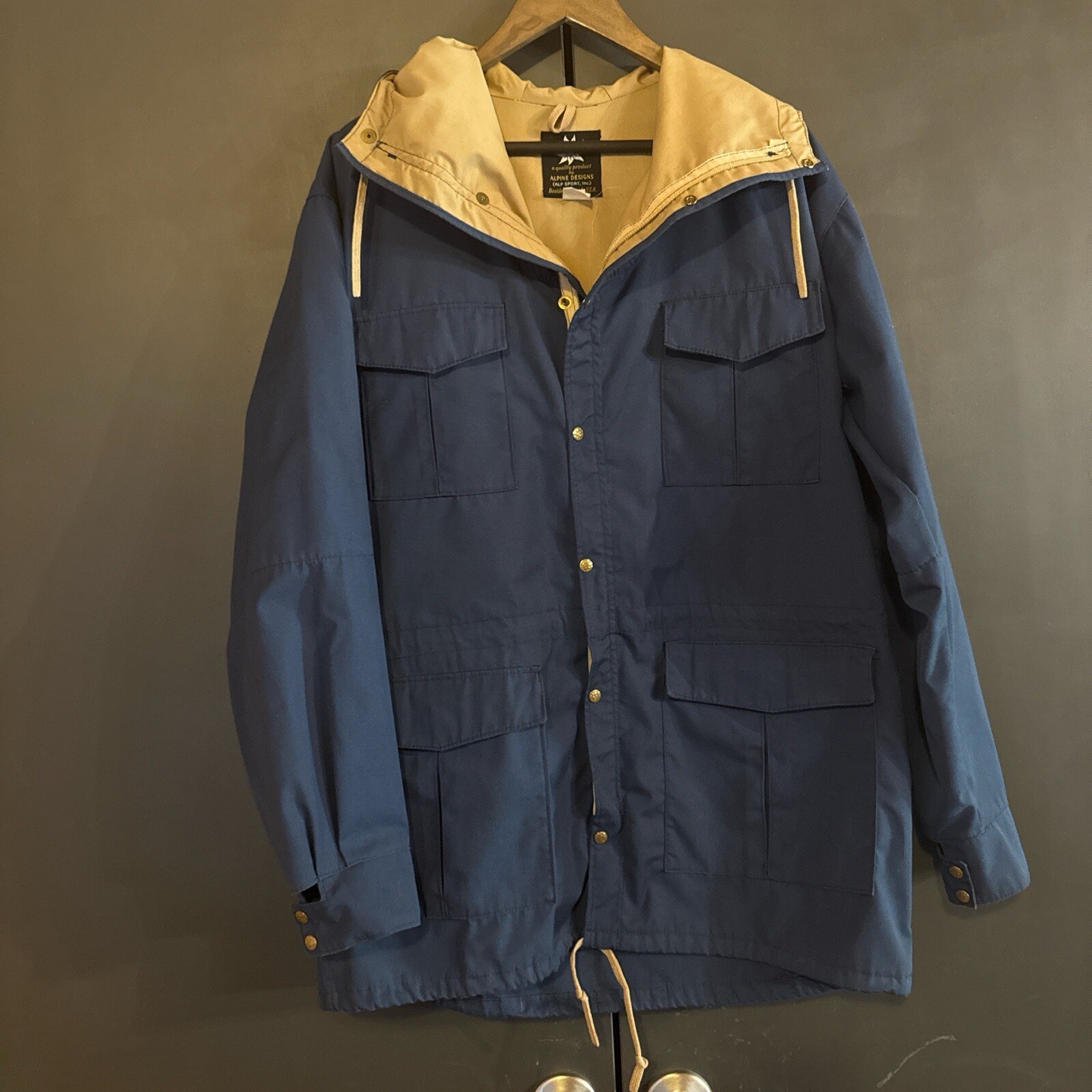 Vintage 70s Alpine Products Mountain Parka Jacket Blue Med Designs Made in USA