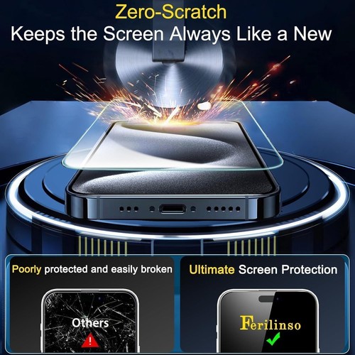 Ferilinso 4 Pack Tempered Glass Screen Protector Camera Lens iPhone 15 Pro - 第 4/8 張圖片