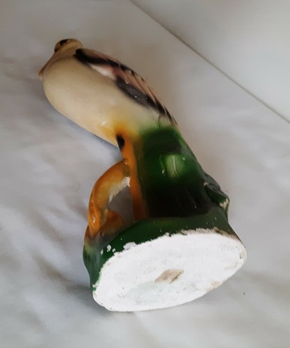 Vtg Chalkware Stork Statue Airbrushed Egret Bird Figurine Woolworth Large 11.25" - Picture 6 of 9