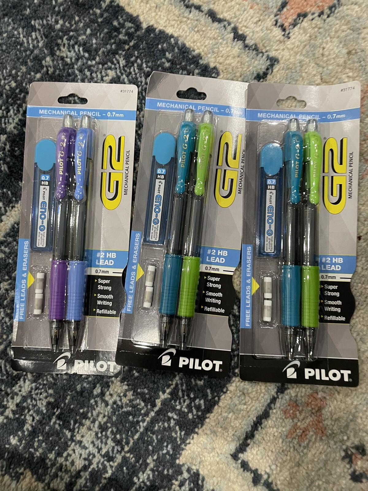 S 0.7mm 2 Pencils 2 Erasers Lead