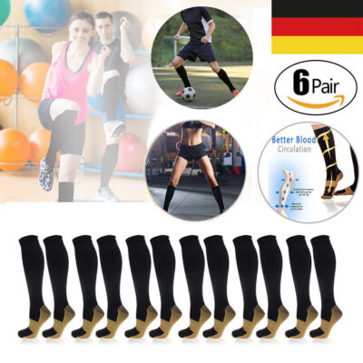 6 Paar Kompressionsstrümpfe Stützstrümpfe Sport Kompressionssocken Damen Herren