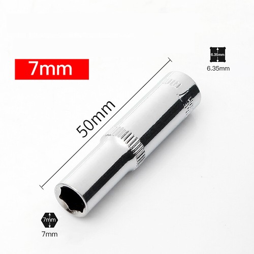 1/4" Socket Deep Drive 4mm-14mm Ratchet Deep Hex Sockets Cr-v Steel Long Reach - Picture 27 of 35