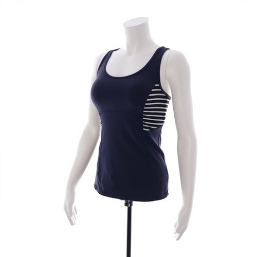 Athleta Built in Bra Blue White Striped Athletic Tank Top Womens XS - 第 1/7 張圖片