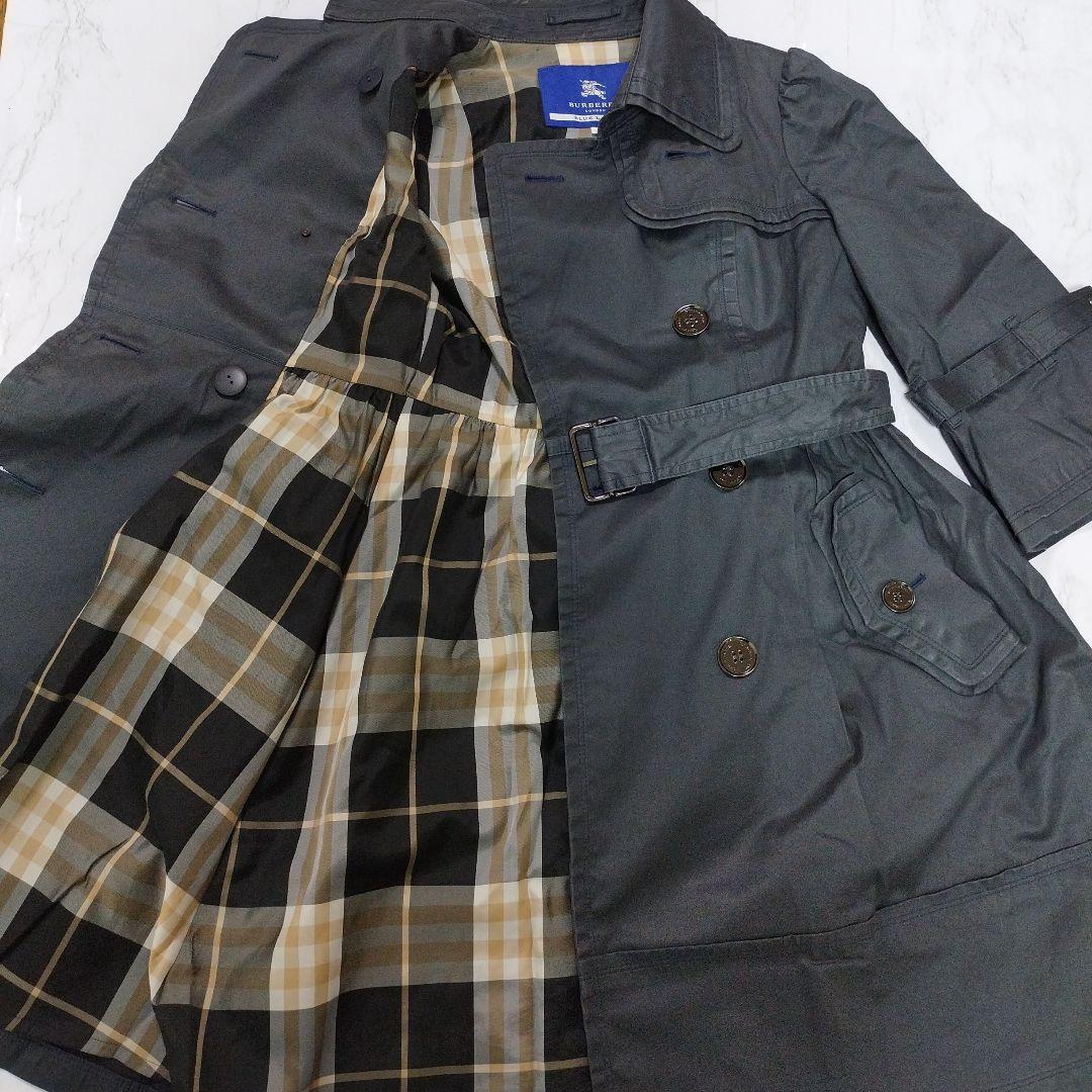 Kiwami Burberry London Blue Label Trench Coat Nova Check Black 36