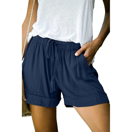 Damen Bermuda Kurze Hose Sommerhose Kordelzug Freizeithose Tasche Strandhose DE - Bild 24 von 38