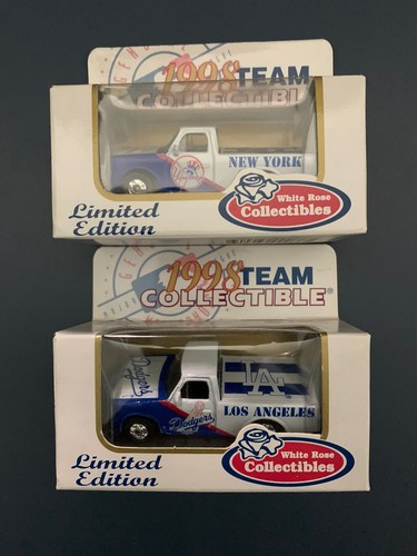 1998 White Rose LA Dodgers & NY Yankees Team Collectible Cast Trucks (MIB)