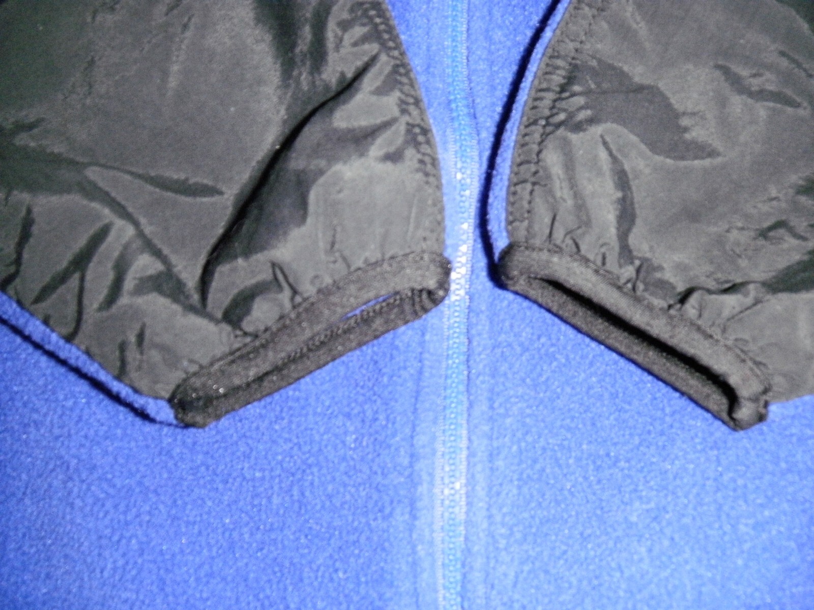 LL Bean Fleece Jacket Men Blue Black Full Zip Collared Long Sleeve