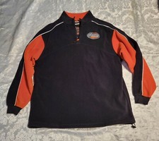 Harley Davidson Sweater Men Large Black Orange Quarter Zip Sweatshirt Great Neck