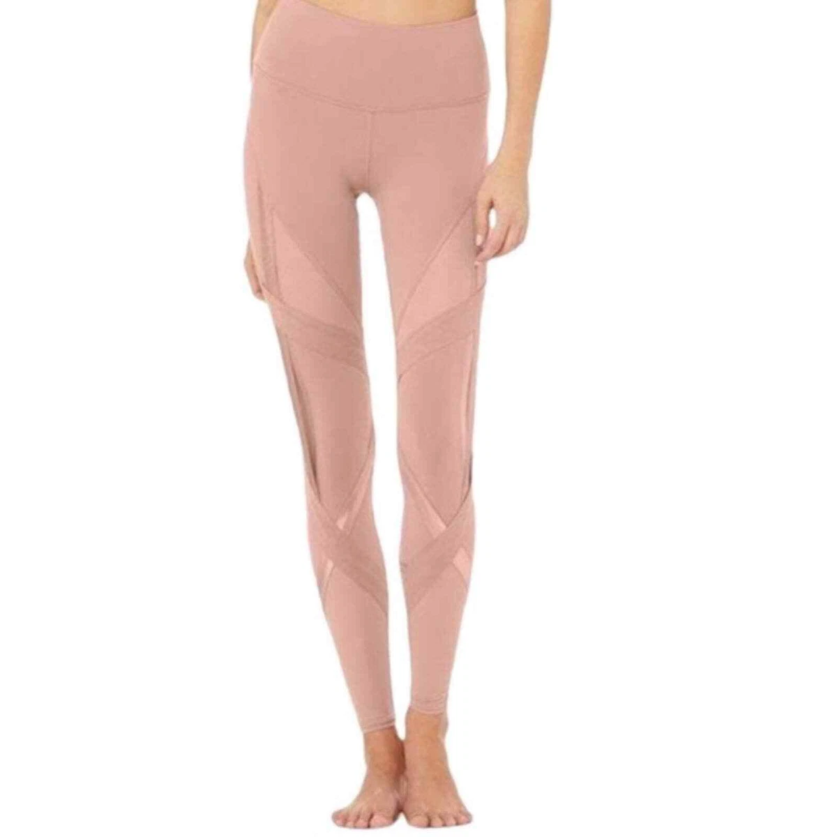 Alo Bandage Ribbon Mesh Ballet Yoga Leggings Dusty Mauve Pink XS