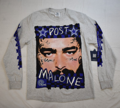 Post Malone x Dallas Cowboys Mens Ash Gray Long Sleeve Shirt NWT Large