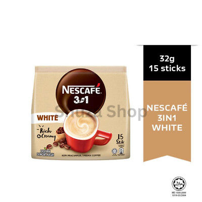 NESCAFE WHITE 3 in 1 Instant Coffee Blend & Brew Malaysia 1 Pack 15 Sticks