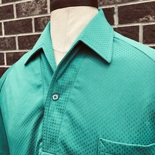 Vintage Lilly Dache Emerald Green Patterned Golf Polo Style Shirt Men  s Large L