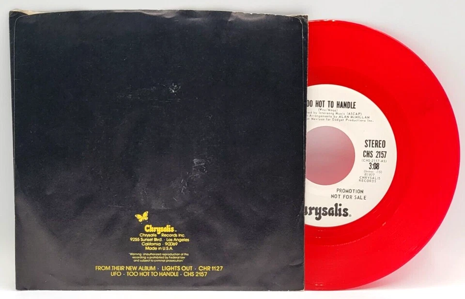 UFO - TOO HOT TO HANDLE - ROCK 45 & PICTURE SLEEVE RED COLORED VINYL PROMO Foto 2 de 2