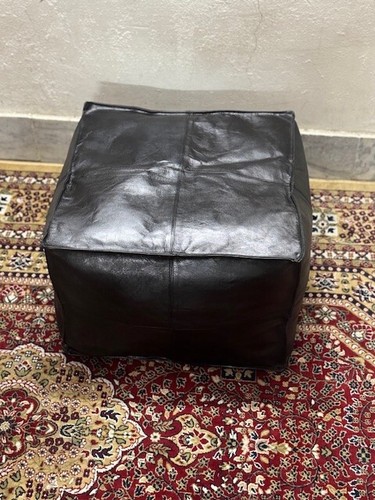 Handmade Moroccan Pouffe Footstool Ottoman Leather Genuine Boho Unstuffed 20'' - Picture 4 of 9