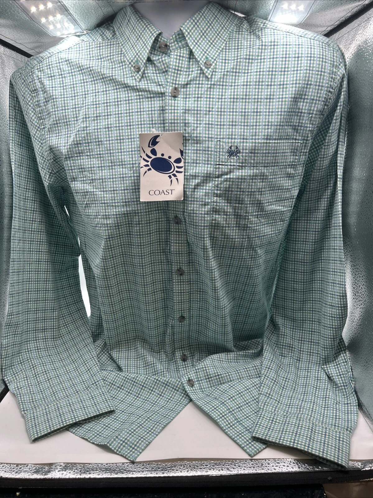 Coast Men's Spice "Myrtle Boardwalk Shirt" Long Sleeve Button Down Teal Small
