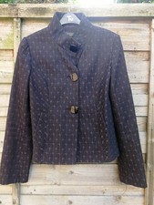 Ground Pepper Black & Purple Short Fitted Jacket, Size 12 Funnel Neck Funeral